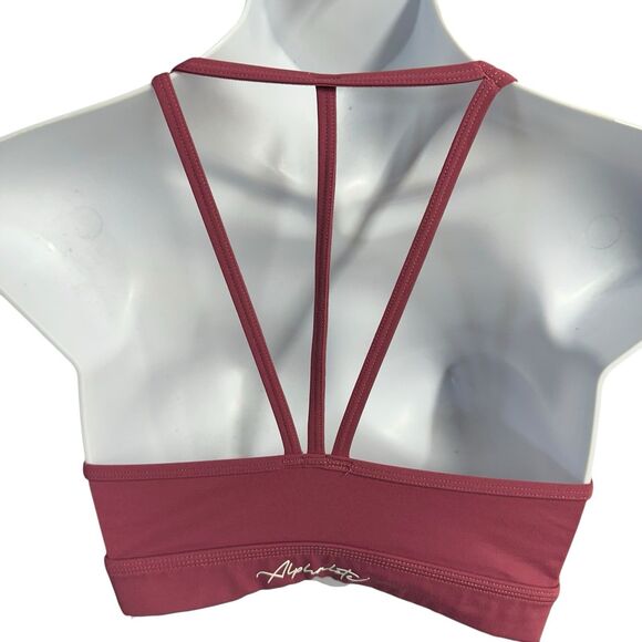 Alphalete Tri Sports Bra Pink Womens Small Strappy Padded Stretcg - Picture 7 of 13